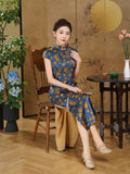Modern qipao, Chinese Qipao dress, Mulberry Silk cheongsam,  Evening Dress, floral dress