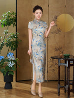 Modern Chinese Qipao, Mulberry Silk cheongsam,  Evening Dress, floral qipao