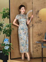 Modern Chinese Qipao, Mulberry Silk cheongsam,  Evening Dress, floral qipao
