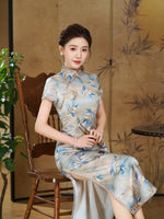 Modern Chinese Qipao, Mulberry Silk cheongsam,  Evening Dress, floral qipao