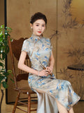 Modern Chinese Qipao, Mulberry Silk cheongsam,  Evening Dress, floral qipao