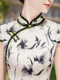 Modern Chinese Qipao dress, Evening Dress,  floral qipao, mandarin collar