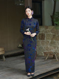 Modern Chinese Qipao, Evening Dresses, autumn qipao, velvet qipao, 3/4 sleeve