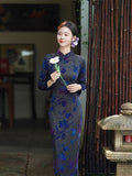 Modern Chinese Qipao, Evening Dresses, autumn qipao, velvet qipao, 3/4 sleeve