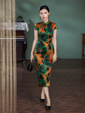 Modern Chinese dress, Evening Dress, Silk qipao, floral print, Spring dress