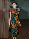 Modern Chinese dress, Evening Dress, Silk qipao, floral print, Spring dress