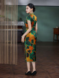 Modern Chinese dress, Evening Dress, Silk qipao, floral print, Spring dress