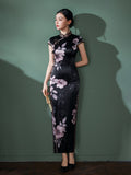 Modern Chinese Qipao, Mulberry Silk cheongsam,  Evening Dress, mandarin collar