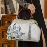 Hand-made, Chinese Cheongsam bag, Dinner bag, Party Clutches, 水芙蓉荷花