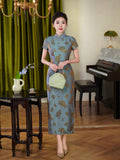 Modern Chinese Qipao, Mulberry Silk cheongsam,  Evening Dress, mandarin collar
