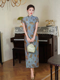Modern Chinese Qipao, Mulberry Silk cheongsam,  Evening Dress, mandarin collar