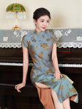 Modern Chinese Qipao, Mulberry Silk cheongsam,  Evening Dress, mandarin collar