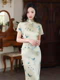 Modern Chinese qipao, mulberry silk Cheongsam, Silk qipao, spring dress, mandarin collar