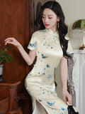 Modern Chinese qipao, mulberry silk Cheongsam, Silk qipao, spring dress, mandarin collar