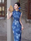 purple floral qipao, Evening Dress, Ball Gown