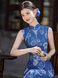 purple floral qipao, Evening Dress, Ball Gown