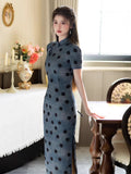 Elegantes traditionelles chinesisches Kleid, chinesisches Cheongsam-Kleid, Abendkleider, Ballkleider, lange Abendkleider, Mandarinkragen