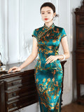 Modern qipao, Chinese Qipao dress, Mulberry Silk cheongsam,  Evening Dress, floral dress