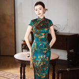 Modern qipao, Chinese Qipao dress, Mulberry Silk cheongsam,  Evening Dress, floral dress