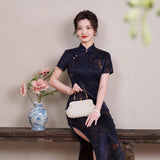 Modern Chinese Qipao, Mulberry Silk cheongsam,  Evening Dress, floral qipao