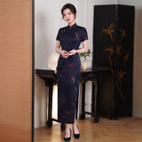 Modern Chinese Qipao, Mulberry Silk cheongsam,  Evening Dress, floral qipao