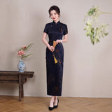 Modern Chinese Qipao, Mulberry Silk cheongsam,  Evening Dress, floral qipao