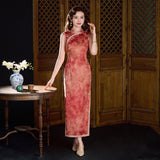 Modern Chinese Qipao, Mulberry Silk cheongsam, sleeveless Evening Dress, mandarin collar