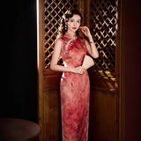 Modern Chinese Qipao, Mulberry Silk cheongsam, sleeveless Evening Dress, mandarin collar