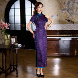 Qipao chinois moderne, cheongsam en soie de mûrier, robe de soirée, qipao couleur indigo
