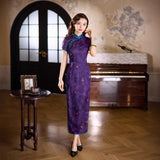 Qipao chinois moderne, cheongsam en soie de mûrier, robe de soirée, qipao couleur indigo