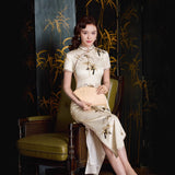 Mulberry Silk cheongsam,  Evening Dress, mandarin collar