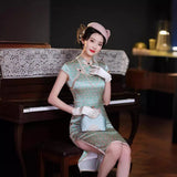 Modern Chinese Qipao, Evening Dress, Silk qipao, light green color qipao