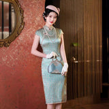 Modern Chinese Qipao, Evening Dress, Silk qipao, light green color qipao