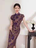 Modern Chinese Qipao dress, Evening Dress, floral prints, mandarin collar