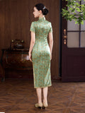 Modern Chinese Qipao, Mulberry Silk cheongsam, kneelength dress, floral color