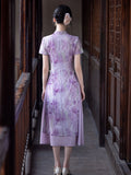 Modern Aodai, aodai qipao, flower pattern, purple color