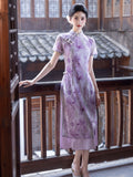 Modern Aodai, aodai qipao, flower pattern, purple color