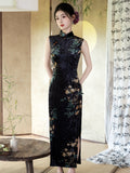 Modern Chinese Qipao, Evening Dresses, autumn qipao, velvet Dresses, sleeveless