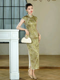 Modern Chinese Qipao, Mulberry Silk cheongsam,  Evening Dress, mandarin collar