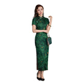 Modern Chinese Qipao dress, Mulberry Silk cheongsam, green color, evening qipao