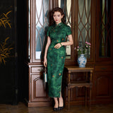 Modern Chinese Qipao dress, Mulberry Silk cheongsam, green color, evening qipao