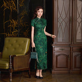 Modern Chinese Qipao dress, Mulberry Silk cheongsam, green color, evening qipao