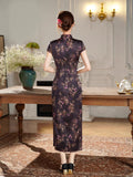 Modern Chinese Qipao, Long Cheongsam, Silk Qipao, Evening Dress, ball gown, purple color qipao