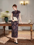 Modern Chinese Qipao, Long Cheongsam, Silk Qipao, Evening Dress, ball gown, purple color qipao