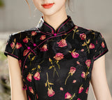 Kostenlose Änderung, traditionelles chinesisches Qipao-Kleid, Cheongsam aus Maulbeerseide, Abendkleid, Teezeremonie, dunkelrotes Kleid