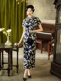 Modern Chinese Qipao, Mulberry Silk cheongsam,  Evening Dress, floral qipao