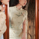 Free alteration, Traditional Chinese Qipao dress, Evening Dress, kneelength dress, mandarin collar