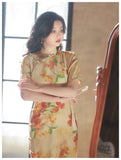 Elegant traditional Chinese dress, Chinese Cheongsam Dress, Ball Gowns, short sleeve, mandarin collar