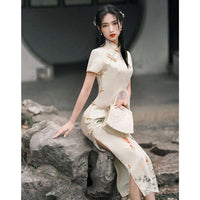 Free alteration, Traditional Chinese Qipao dress, Evening Dress, floral prints, mandarin collar