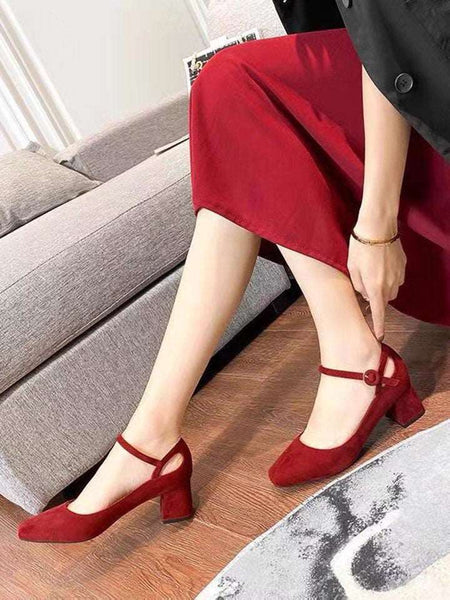 Comfortable Wedding shoes, Red marry Jane shoes, 5cm heel